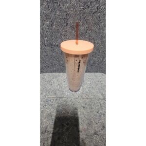 Starbucks Floral Design Acrylic Cold Cup Pink‎ Lid & Straw, 16 Fl Oz
